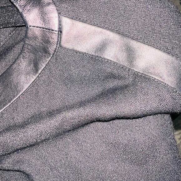 Helmut Lang Knit Top Leather Trim Black Size 4 Minimalist - Picture 8 of 11